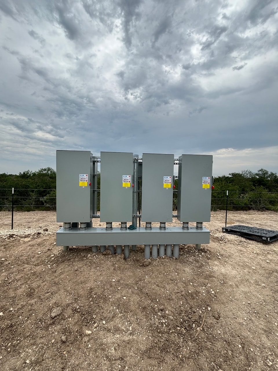 Control panels and solar power staged in the field